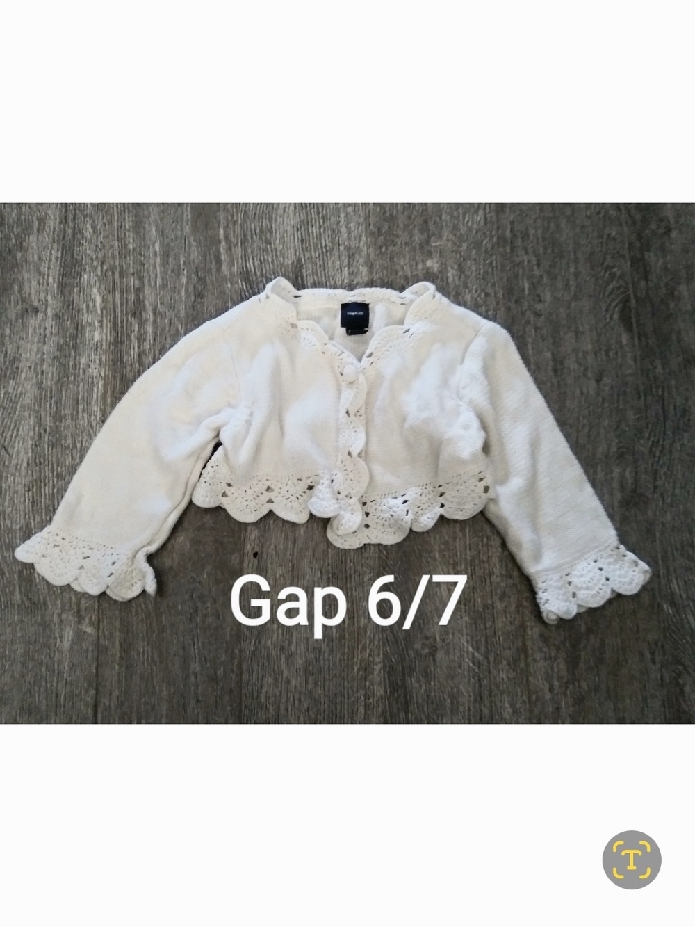 GAP Off-White Crochet-Trim Cardigan - Picture 1 of 5